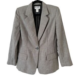 Pendleton Vintage Plaid Virgin Wool Single Button V Neck Blazer Jacket Sz 6 USA